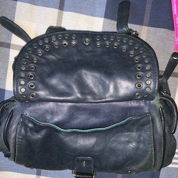 MARC JACOBS Blue Leather Purse Shoulder Bag Moto Vintage Retro Y2K Kawaii Saddle - Picture 5 of 12